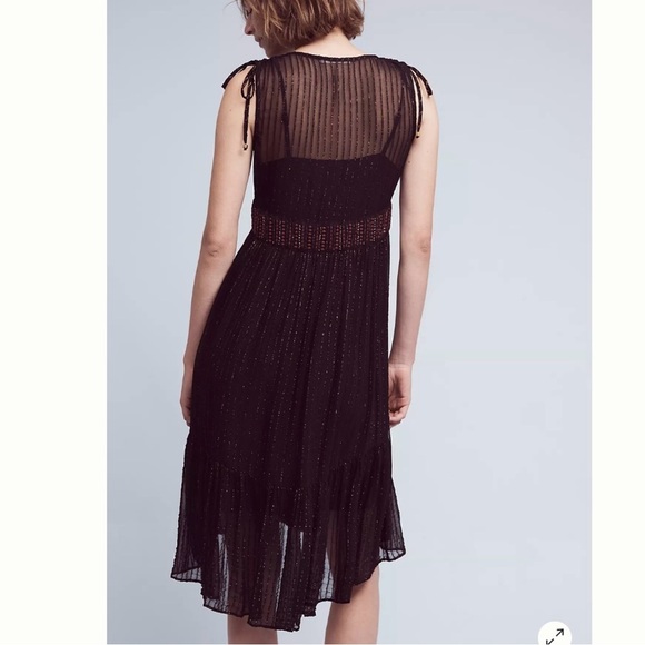 Black & Gold Metallic, Midi Dress by Floriat from Anthropologie. Size Small - Picture 16 of 16